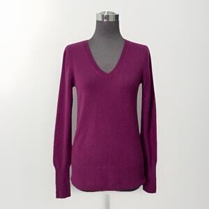 Halogen Sweater Women's XS Purple 100% Cashmere Knit V Neck Pullover FLAW